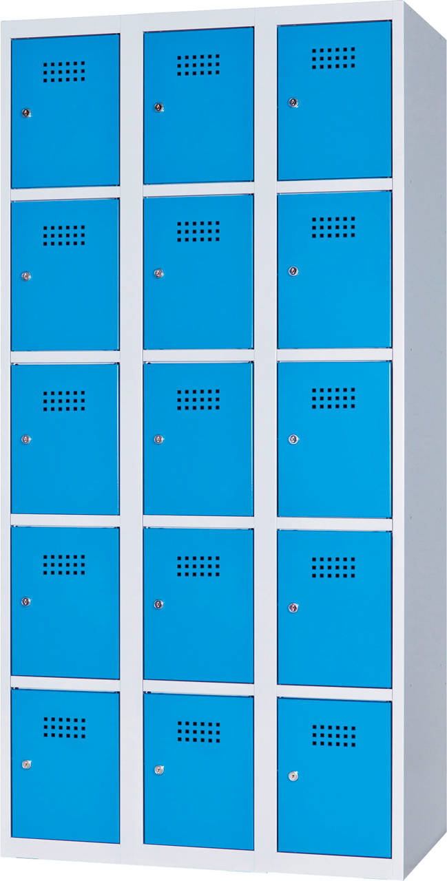 Boxová skříň na soklu, 15 boxů, 185 x 90 x 50 cm